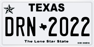 TX license plate DRN2022