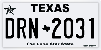 TX license plate DRN2031