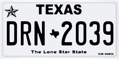 TX license plate DRN2039