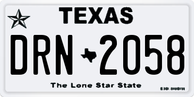 TX license plate DRN2058