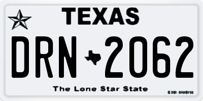 TX license plate DRN2062