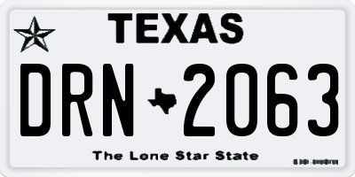 TX license plate DRN2063