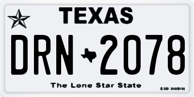 TX license plate DRN2078