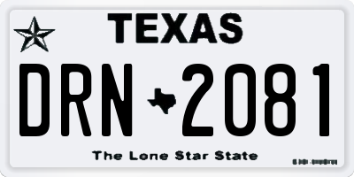 TX license plate DRN2081