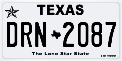 TX license plate DRN2087