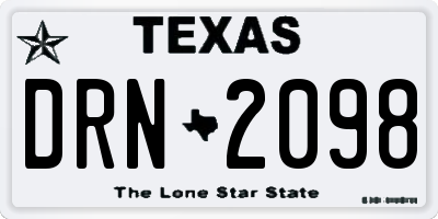 TX license plate DRN2098