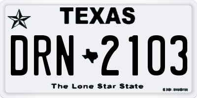 TX license plate DRN2103