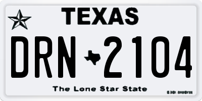 TX license plate DRN2104