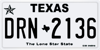 TX license plate DRN2136