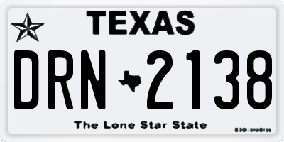 TX license plate DRN2138