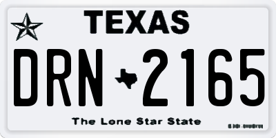 TX license plate DRN2165