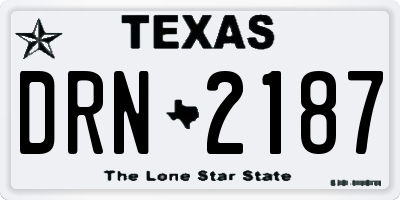 TX license plate DRN2187