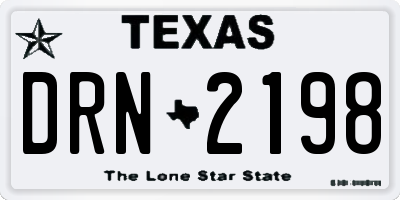 TX license plate DRN2198