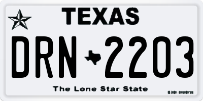 TX license plate DRN2203