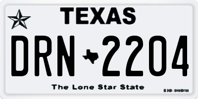 TX license plate DRN2204