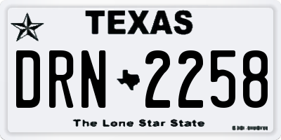 TX license plate DRN2258