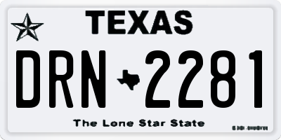 TX license plate DRN2281