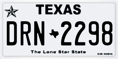 TX license plate DRN2298