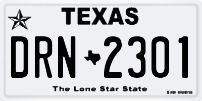 TX license plate DRN2301