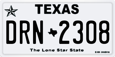 TX license plate DRN2308