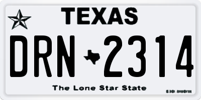 TX license plate DRN2314