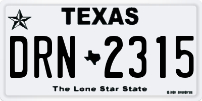 TX license plate DRN2315