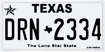 TX license plate DRN2334