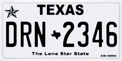 TX license plate DRN2346