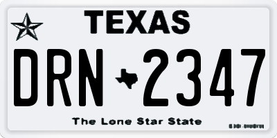 TX license plate DRN2347