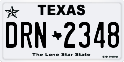 TX license plate DRN2348