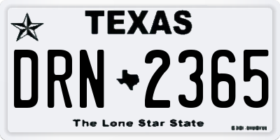 TX license plate DRN2365