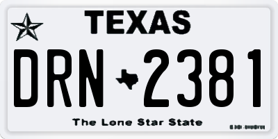 TX license plate DRN2381