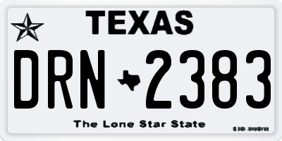 TX license plate DRN2383