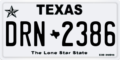 TX license plate DRN2386