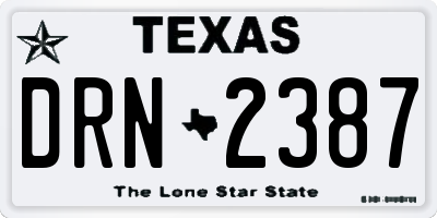 TX license plate DRN2387