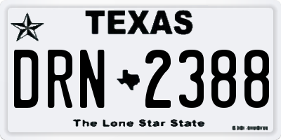 TX license plate DRN2388