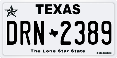 TX license plate DRN2389