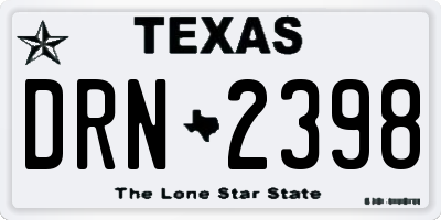 TX license plate DRN2398