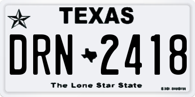 TX license plate DRN2418