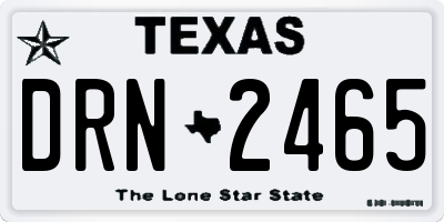 TX license plate DRN2465