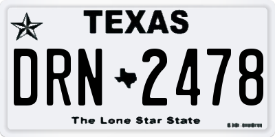 TX license plate DRN2478