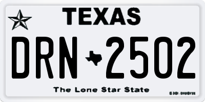 TX license plate DRN2502