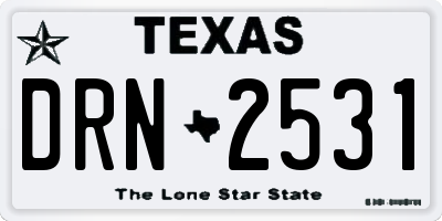 TX license plate DRN2531