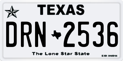 TX license plate DRN2536