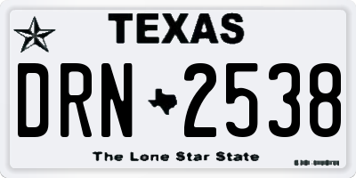 TX license plate DRN2538