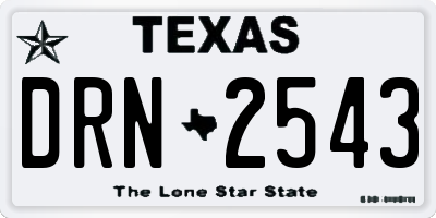 TX license plate DRN2543