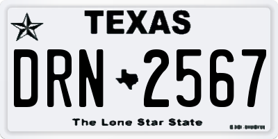 TX license plate DRN2567