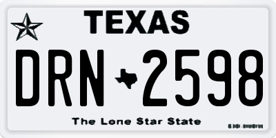 TX license plate DRN2598