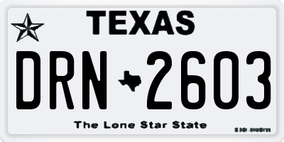 TX license plate DRN2603