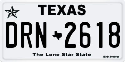 TX license plate DRN2618